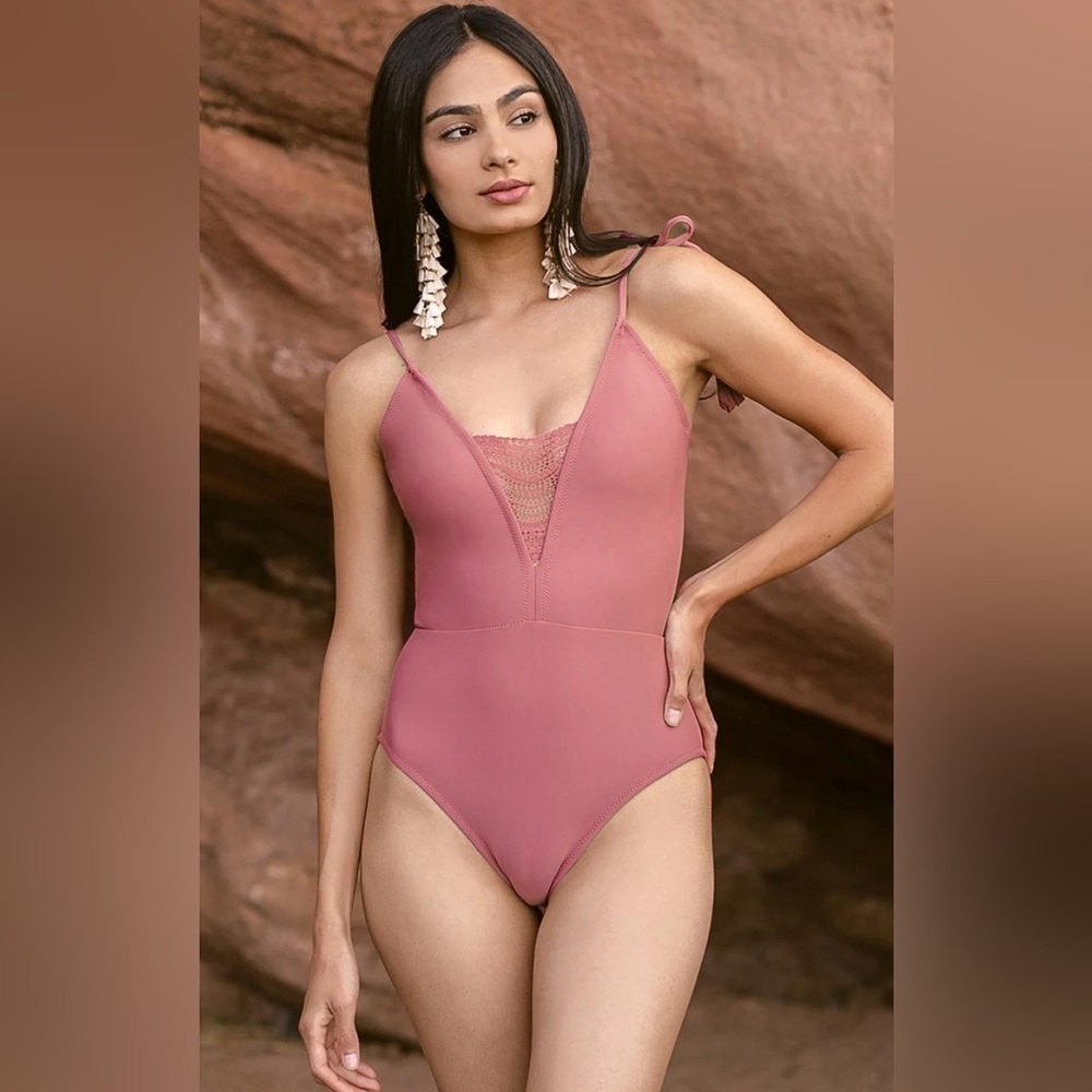 Poppy One Piece Swimsuit in Marsala - Size Large